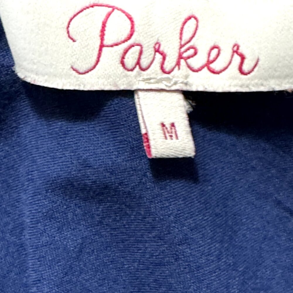 Navy One Shoulder Embroidered Dress Size M - Picture 2 of 5